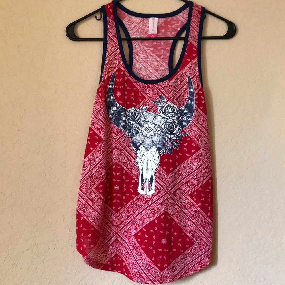 Cow skull/bandana print tank top